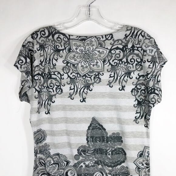 Cache Medium Dress Mini Shift Rhinestones Y2K Grunge Goth Silver Black 560 - Picture 4 of 7